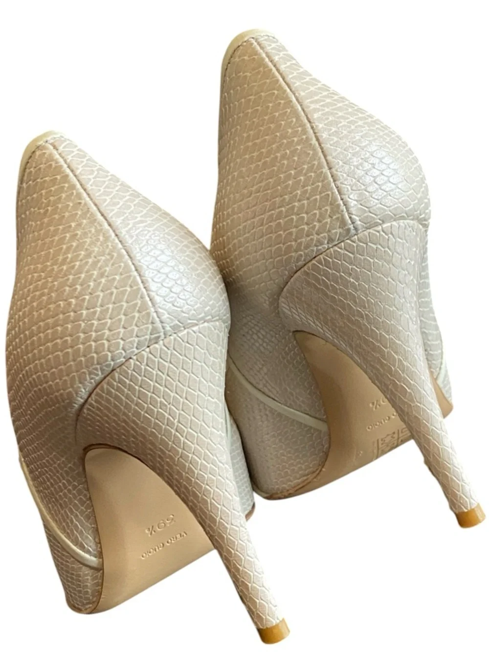 Bruno Magli Python Skin Cream Pointed Toe Pumps - Picture 4 of 10